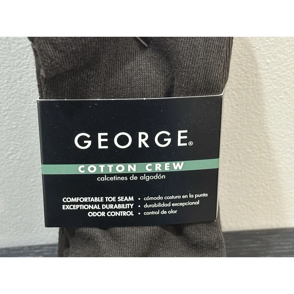 Men's George Rich Brown Cotton Crew Socks (Size 6-12) Order Control 3 pack NEW!